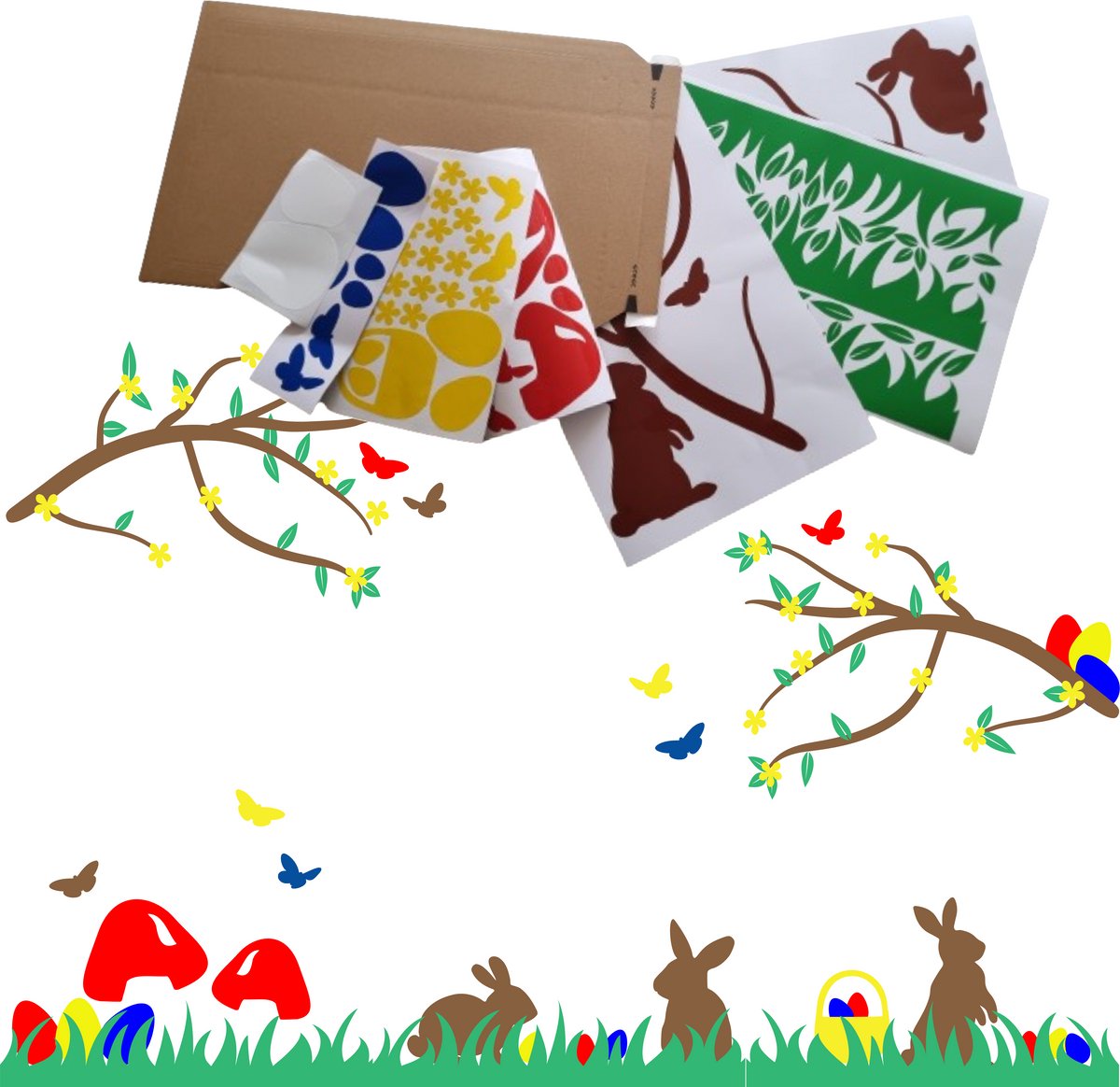 Raamstickers Pasen | 98-Delig | Raamdecoratie Pasen | Raamsticker Pasen |